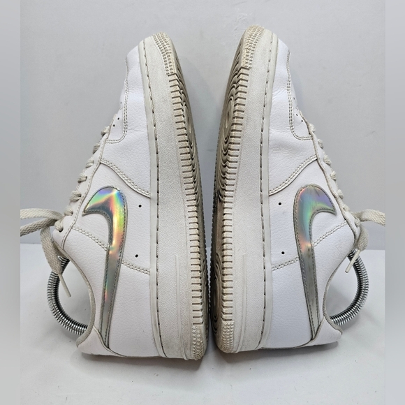 Nike | AF1's Low 'White Irisdescent Swoosh' tennis prep sporty sneakers | WMS 7 - Picture 10 of 14